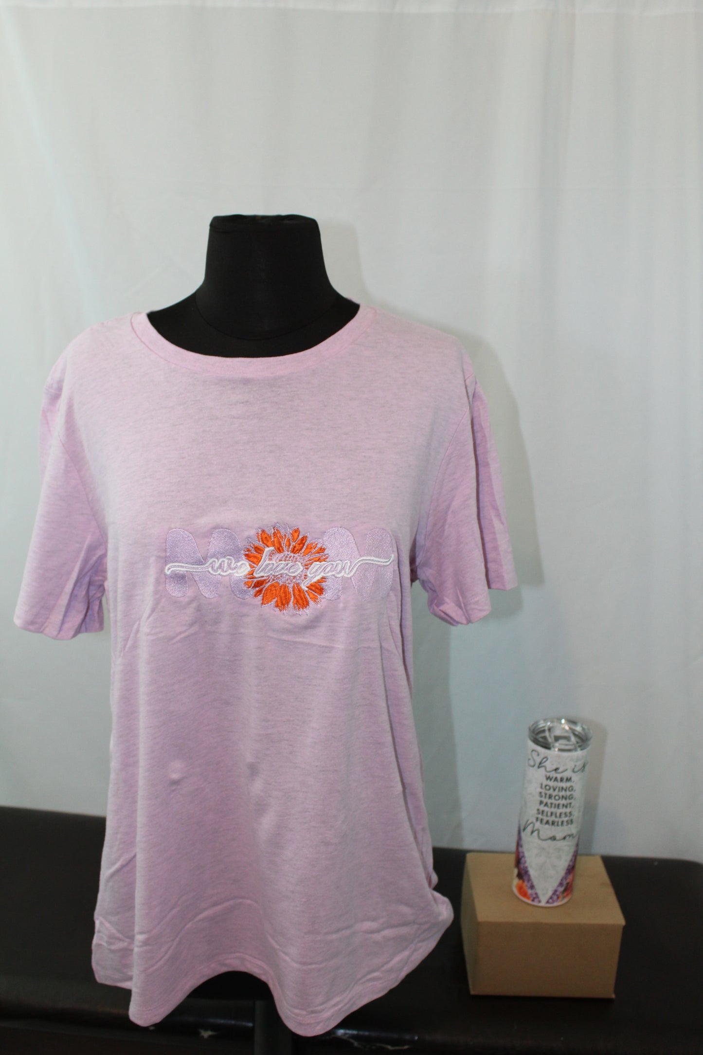 Personalized Embroidered Mom Shirt with Choice of sublimation Tumbler or Mug