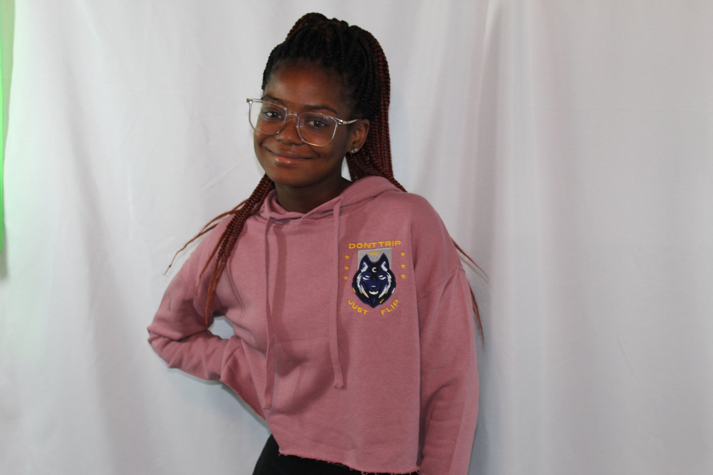 Dsweetdeals Embroidered Crop Hoodie