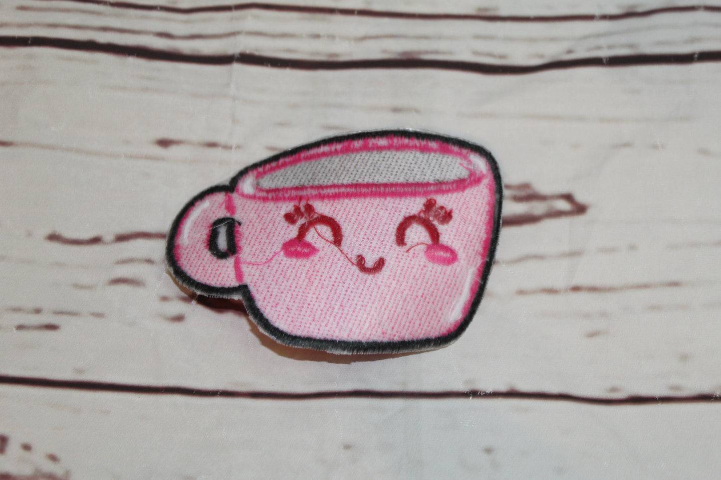 Kawaii tea cup Iron-On Patch | Cute Pastel Aesthetic Embroidered Patch | Adorable Cartoon Iron-On Badge for Clothes, Backpacks, and Jackets (Copy)