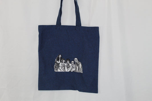 Custom Embroidered Cartoon Portrait Tote Bag | Personalized Gift