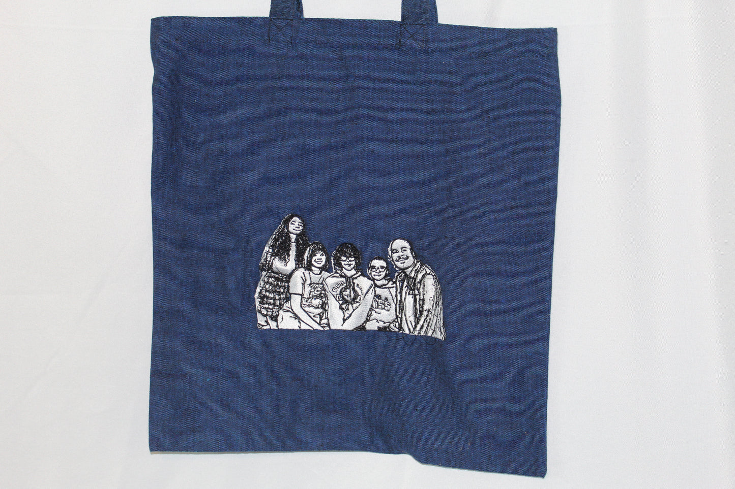 Custom Embroidered Cartoon Portrait Tote Bag | Personalized Gift
