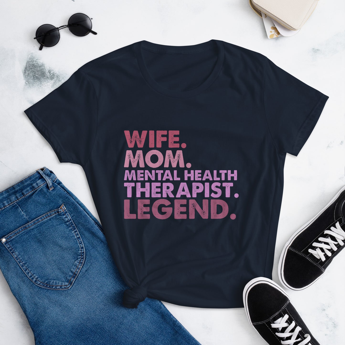 Wife Mom Mental Health Therapist Legend Graphic short sleeve t-shirt