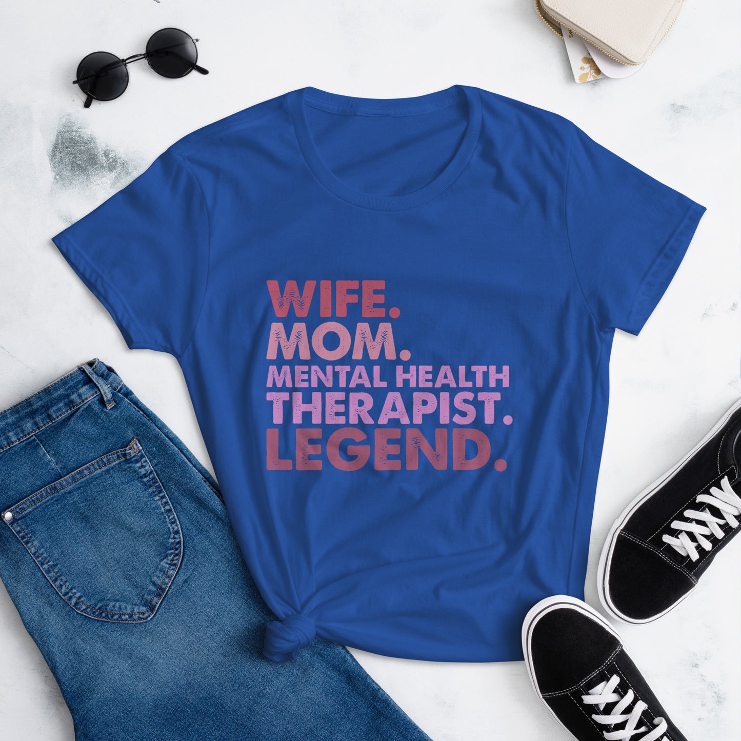 Wife Mom Mental Health Therapist Legend Graphic short sleeve t-shirt