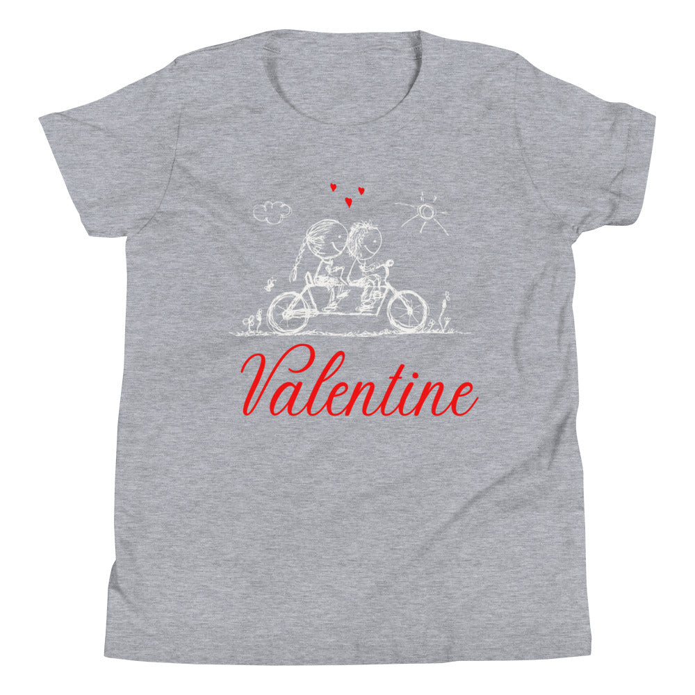 Youth valentine bike riding Short Sleeve T-Shirt