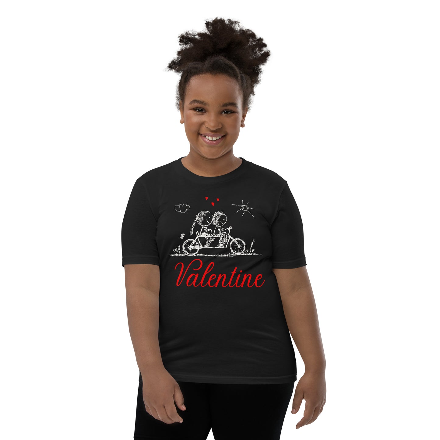 Youth valentine bike riding Short Sleeve T-Shirt