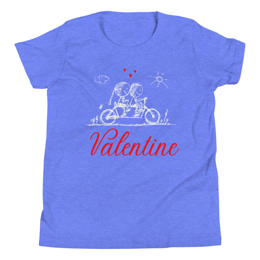 Youth valentine bike riding Short Sleeve T-Shirt